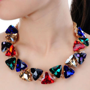 Statement Necklace Glass Rhinestone Crystal Collar